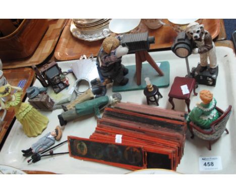 Tray of assorted modern model photographers animals, cameras etc.