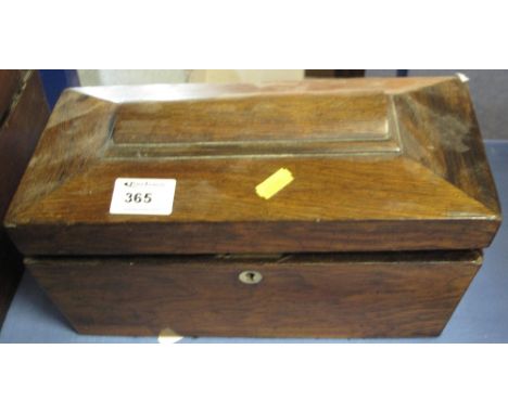 19th Century mahogany sarcophagus shaped, three section tea caddy.