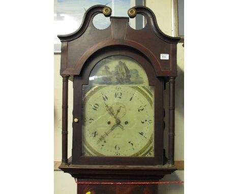 Early 19th Century mahogany eight day long case clock by John Lloyd of Brecon, decorated with maritime scenes.