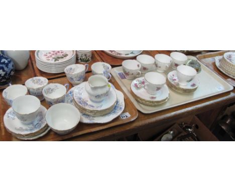 Spencer Stevenson English bone china 'Poppy' teaware together with brown Royal, floral design china cups and saucers. (2)