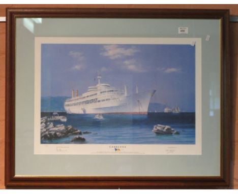 After Colin Verity, 'Canberra', a limited edition coloured print, signed in pencil by the artist and 'The Ship's Captain', to