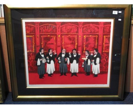 After Guy Buffet, 'Beaujolais Nouveau', limited edition coloured lithograph signed in pencil.  Framed and glazed.