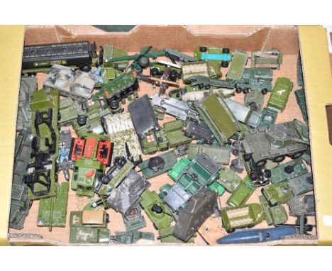 A selection of Matchbox, Dinky and Britains diecast military vehicles, a Hornby OO gauge locomotive, and a Hornby resistance 