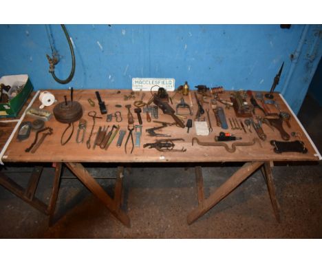 A collection of 19th century and later tools and objects, including a collection of 19th century and later interesting agricu