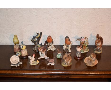 GOEBEL; four models of birds comprising wren, robin, bullfinch, and canary, also eleven other models of animals (15).PROVENAN