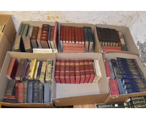 A miscellany of 19th century and later cloth bound books including religious books, encyclopedias, The Book of Knowledge, The