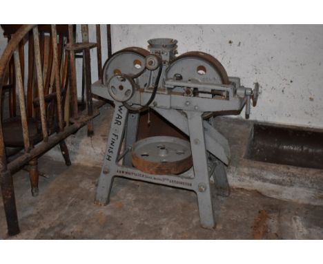 J&W WHITTAKER ACRINGTON; a cast iron belt driven corn grinder, with grey finish throughout, height 100cm.PROVENANCE: The Raym