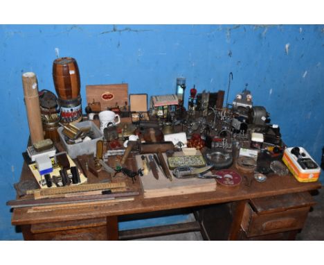 A miscellany of vintage desk and stationery items, and smoking related items, including novelty paperclips, hole punches, pen