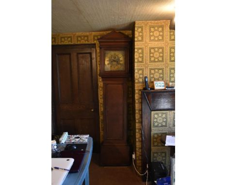 HARRISON OF WOOLWICH; a George III oak eight day longcase clock, the matted centre with subsidiary dial and date aperture, wi