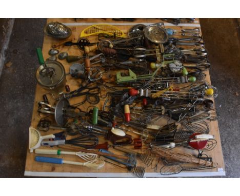 A collection of vintage hand whisks, showing the evolution through time, various makers, styles, and metals.PROVENANCE: The R