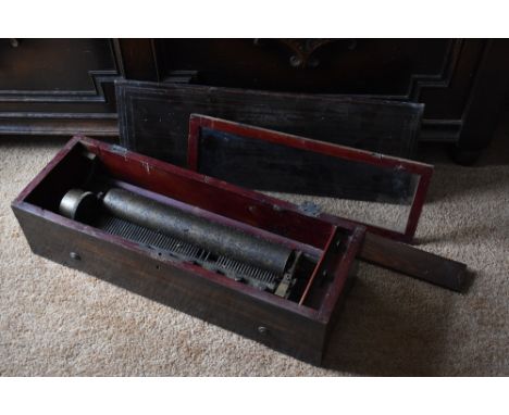 A 19th century Swiss musical box (for restoration), with 31cm barrel, the case length 50cm (af).

PROVENANCE: The Raymond Rus