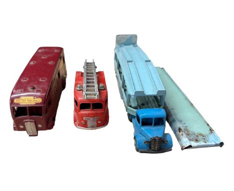 Dinky unboxed trio, generally good plus to good, would benefit from light cleaning, with Fire Engine with Extending Ladder No