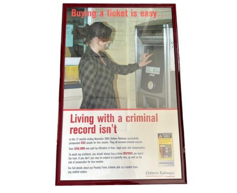 Chiltern Railways framed poster "Buying a ticket is easy...", excellent in good plus clear Perspex maroon frame, approx. size