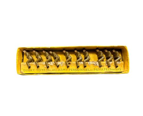 Dinky. Army Personnel Private No. 603, generally excellent in good box (wear to lid and inner tray), with 10 of 12 seated Sol