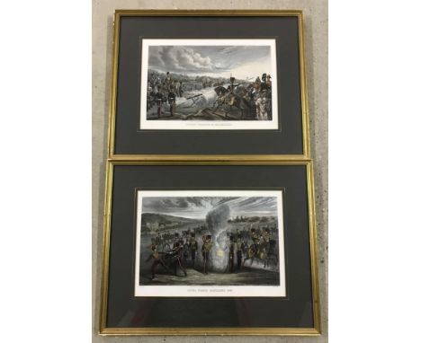 A pair of framed and glazed antique hand coloured prints. Illustrations from the Army & Navy Register and Woolwich Gazette. "