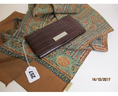 A vintage Liberty scarf together with a Betty Barday purse, in brown