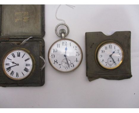 A nickel cased 8-day Goliath pocket watch, the white enamel dial with Arabic numerals, signed, 8 days, Swiss, the movement wi