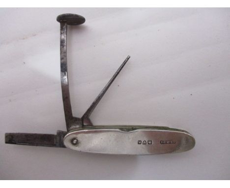 An Edward VII silver sided pipe smokers pen-knife with a tamper by Cornelius Desormeaux Saunders and James Francis, Chester 1