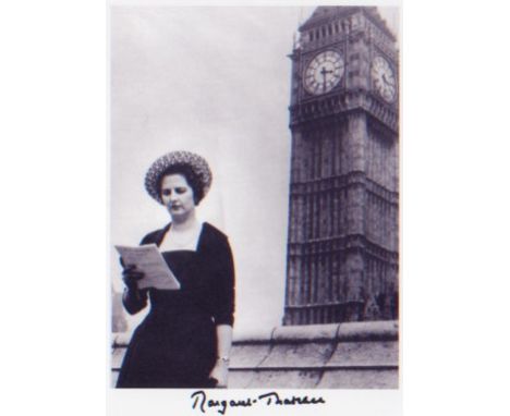 Margaret Thatcher. 7”x5” young signed portrait. Excellent.