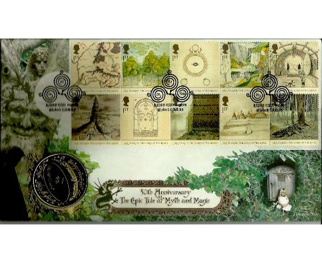 2004 Benham 50th Anniversary of The Epic Tale of Myth and Magic, Lord of the Rings coin cover with Lord of the Rings stamps a