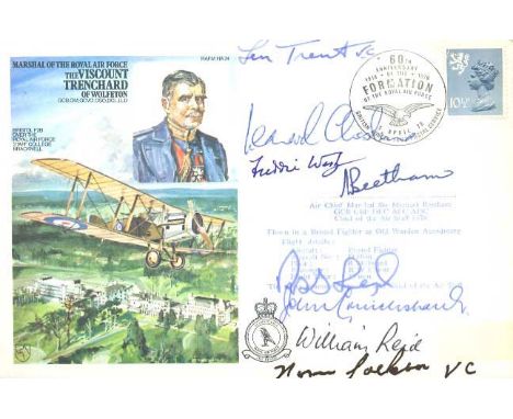 Rare Victoria Cross Winners Scarce 1978 Historic Aviator cover dedicated to MRAF The Viscount Trenchard. Autographed by SEVEN