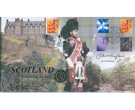 Signed Benham Official Coin FDC Benham 'Scotland A National Portrait' coin FDC signed by Radio/TV Presenter and Author, James