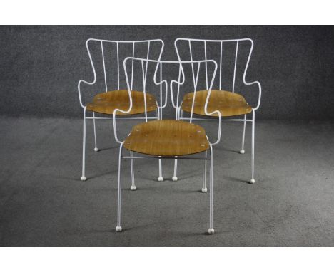 A set of three 1960's vintage Ernest Race metal framed Antelope chairs. Fully restored and with replacement seats. 