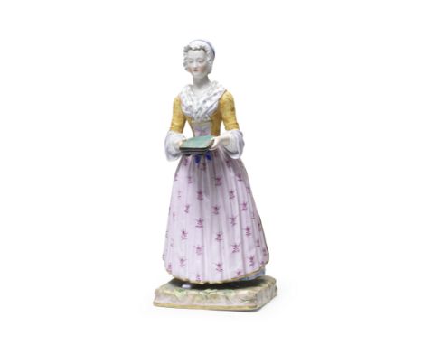 A Meissen figure of 'La Belle Chocolatière', late 19th centuryModelled by Carl Gotthelf Habenicht and others, 1837-42, after 