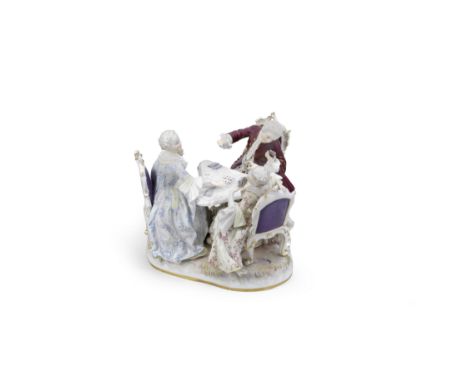 A Meissen group of card players, late 19th centuryAfter the 18th century model by J.J. Kaendler, two finely dressed ladies an