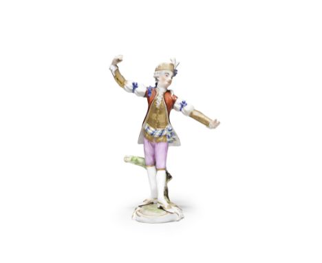 A Ludwigsburg figure of a dancer, circa 1765Modelled by J. Nees, holding out his arms and wearing an elaborate costume compri