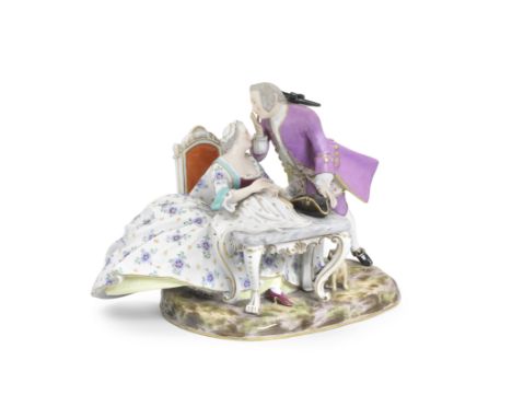 A Meissen outside-decorated group of a cavalier and a lady, mid 19th centuryAfter the 18th-century model by J.J. Kaendler, th