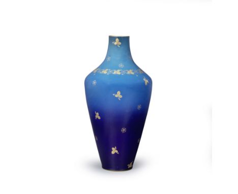 A Sèvres vase ('vase de Varennes'), dated 1909Decorated with a graduated blue ground scattered with gilt flowerheads and foli