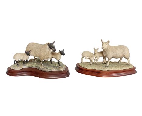 Border Fine Arts 'North Country Cheviot Ewe with Scotch Halfbred Lambs', model No. L147 by Ray Ayres, limited edition 124/950