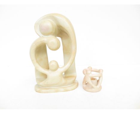 Circle of love hardstone figure together with a small candle stick 