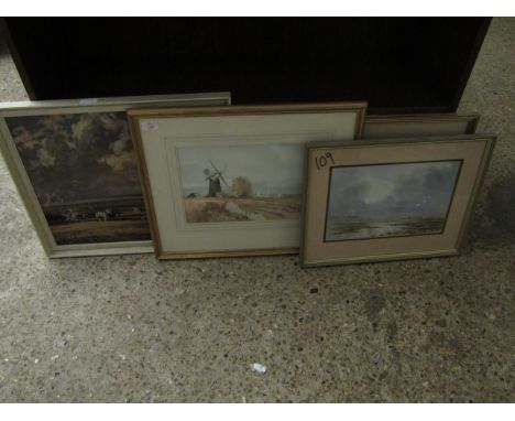 FOUR ASSORTED PICTURES, PRINTS ETC
