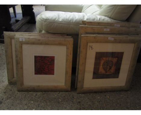 NINE VARIOUS SILVER FRAMED PRINTS OF ASSORTED FLOWERS, LEAVES ETC