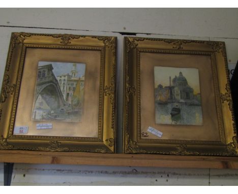 TWO VICTORIAN GILT FRAMED VENETIAN PRINTS 