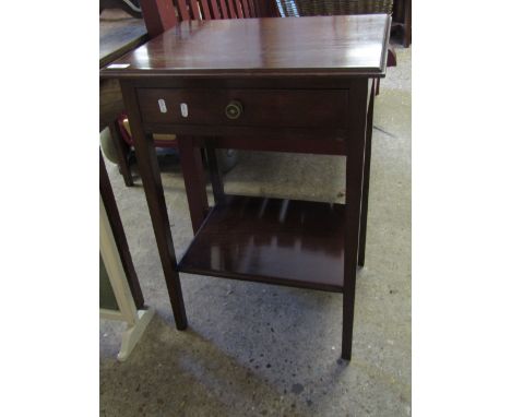 MAHOGANY FRAMED BEDSIDE TABLE WITH SINGLE FULL WIDTH DRAWER AND OPEN SHELF 