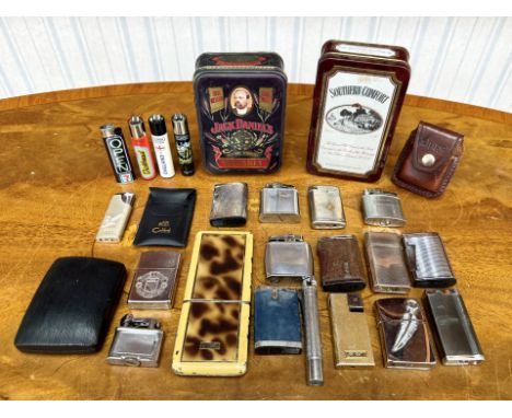 Collection of Cigarette Lighters &amp; Associated, mainly Ronson, Calibri, Zippo, Polo, novelty lighters, cigarette case, and