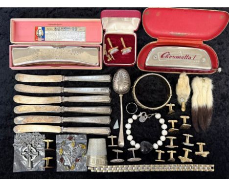 Bag of Mixed Collectables. Includes Jewellery, Watches, Silver Shots Glass, The Hohner band / Harmonica In Box, Hohner In Box