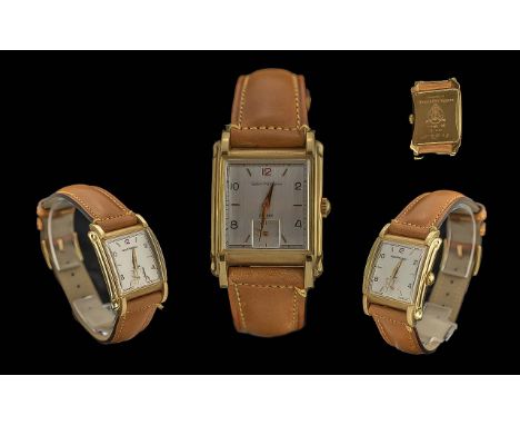 Girard Perregaux Vintage 1994 - Excellent Gents 18ct Gold Mechanical Tank Shaped Case with Beveled Glass Wrist Watch. Ref No 