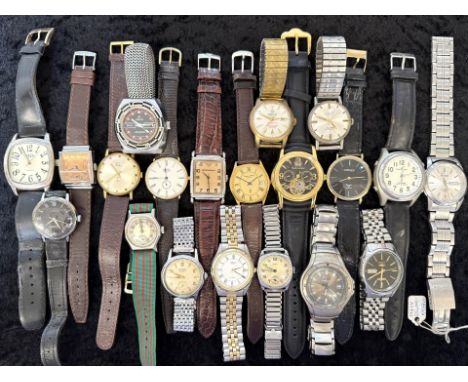 Large Collection of Mens Wrist Watches. Lots of Makes and Models, Includes Mortima, Citizen, Armani, Pulsar, Orion, Lado, Jun