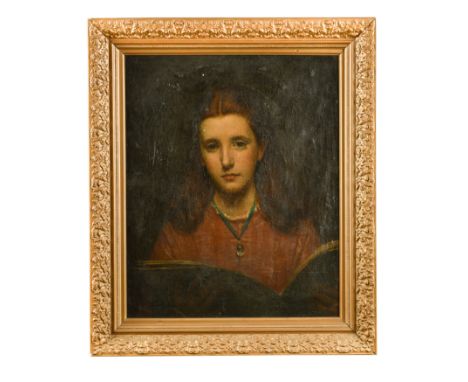 Portrait of Margaret Mathilda Clarke, half-length, reading a musical score signed and inscribed to the reverse 'No. 1 / Music