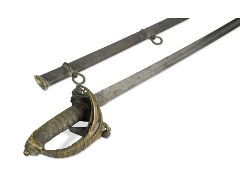 No. 8864, with brass guard and steel scabbard, the fullered blade with crowned 'VR' cipher the blade 82cm