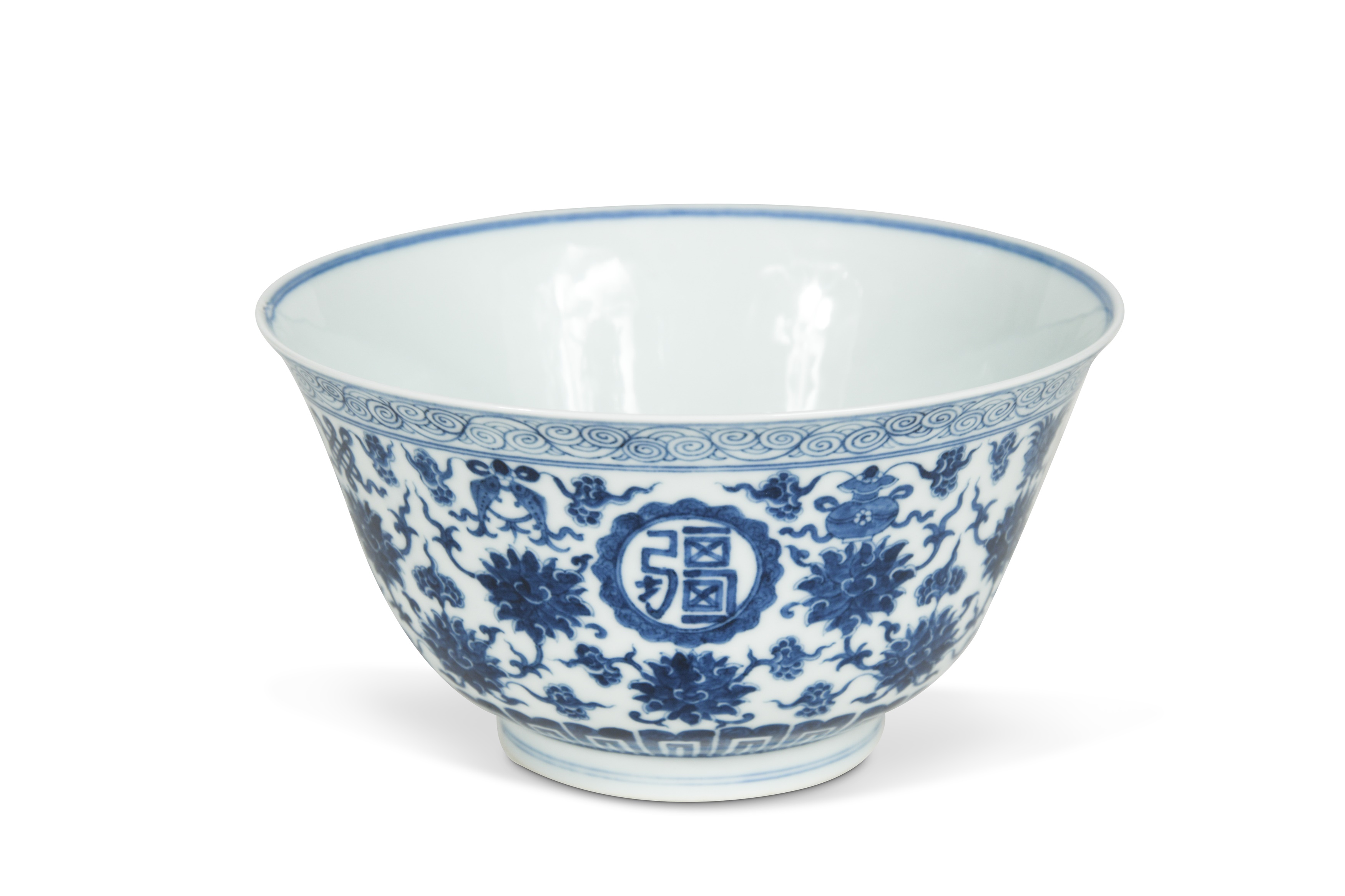 A Chinese Blue And White Porcelain Bajixiang Bowl, Qing Dynasty ...