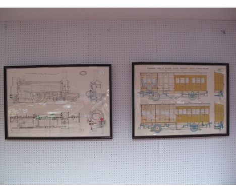 Two Reprint Technical Railway Plans, one "Express Passenger Engine - Great Northern Rail - 1871" and one standard first and s