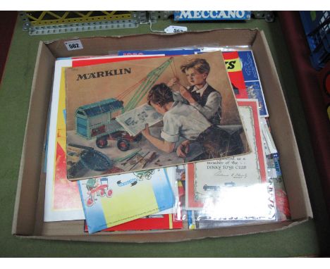 A Quantity of Toy Catalogues, including Marklin 1952 Metallbaukasten, Dinky Toys Club Membership Card, 1956, Dinky P.O.S. sig