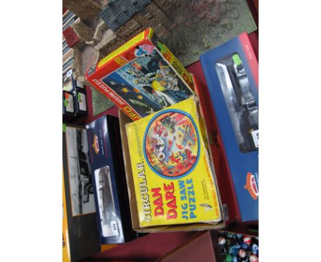 An Original Circular Dan Dare Jigsaw, by Waddingtons, with Gerry Anderson UFO jigsaw by Arrow (1970) and Waddington's "Teachi