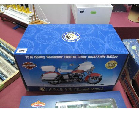 Boxed Franklin Mint 1:10 Scale Diecast "1976 Harley Davidson Electra Glide Road Rally Edition Motorcycle", limited edition in