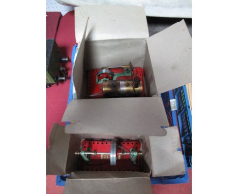 A Mamod SE1 Stationary Steam Engine, steamed and worn, boxed. Plus, a Mamod shaft, boxed.